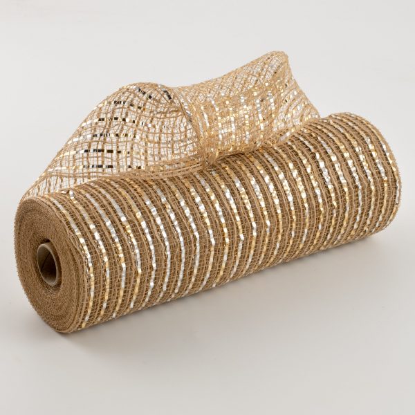 10  Burlap Deco Mesh: Metallic Champagne Online