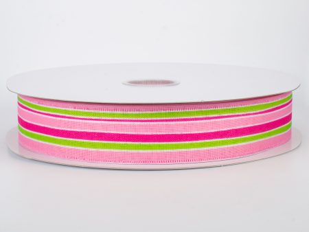 1.5  Variating Stripe Ribbon: Pink, Lime, Fuchsia (50 Yards) Sale