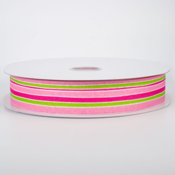 1.5  Variating Stripe Ribbon: Pink, Lime, Fuchsia (50 Yards) Sale