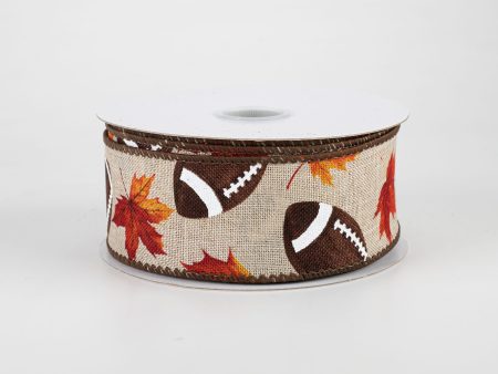 1.5  Fall Leaf Football Ribbon: Natural (10 Yards) Discount