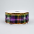 1.5  Woven Metallic Plaid Halloween Ribbon (10 Yards) Supply