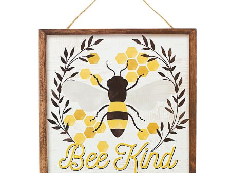 10  Square Wooden Sign: Bee Kind Hot on Sale