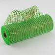 10  Poly Deco Mesh: Matte Red Wide Foil on Lime Sale