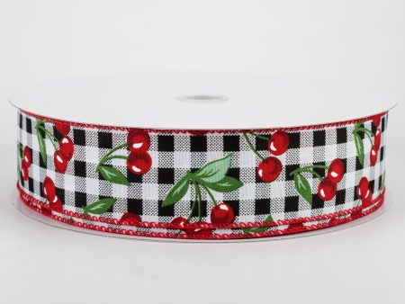 1.5  Gingham Cherries Ribbon (50 Yards) Online