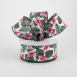 1.5  Hibiscus Monstera Leaves Ribbon: White & Pink (10 Yards) Online Sale