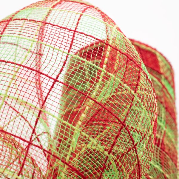 10  Poly Jute Deco Mesh: Red & Lime Check Discount