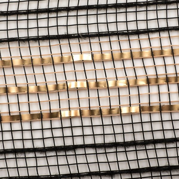 10  Metallic Stripe Fabric Mesh: Black & Gold on Sale