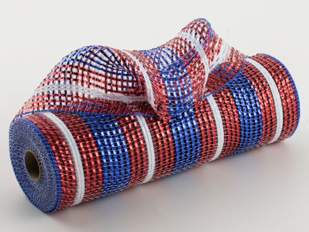 10  Poly Deco Mesh: Metallic Patriotic Stripe Supply