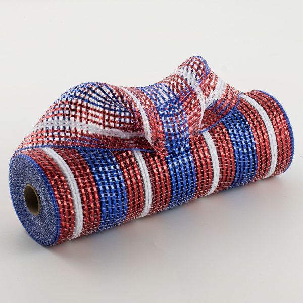 10  Poly Deco Mesh: Metallic Patriotic Stripe Supply