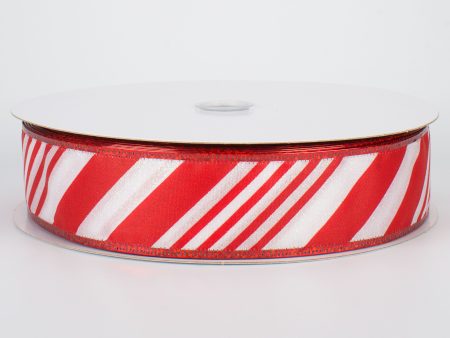 1.5  Iridescent Glitter Candy Cane Ribbon (50 Yards) on Sale