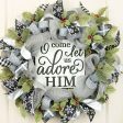 10  Square Wooden Sign: Let Us Adore Him on Sale