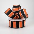 1.5  Florida Stripes Ribbon: Orange, Black, White (10 Yards) Supply