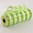 10  Metallic Check Mesh: Apple Green & White (10 Yards) Supply