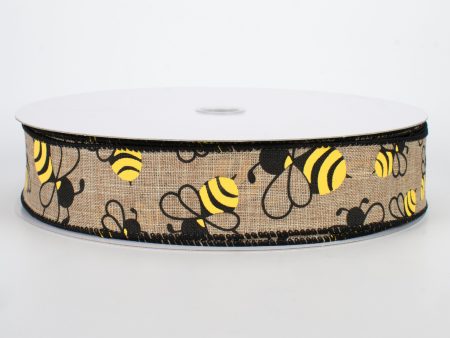 1.5  Bumble Bee Faux Canvas Ribbon (50 Yards) Cheap