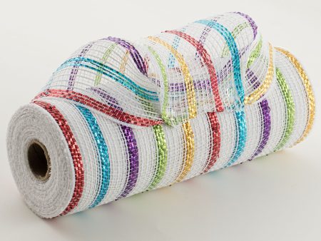 10  Cotton Poly Deco Mesh: White Multi (10 Yards) Supply