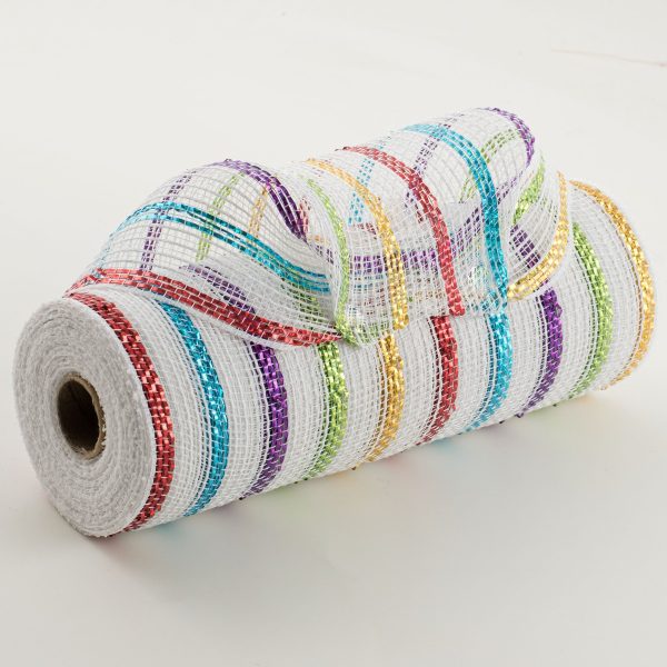 10  Cotton Poly Deco Mesh: White Multi (10 Yards) Supply