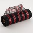 10  Metallic Stripe Fabric Mesh: Black & Red For Discount