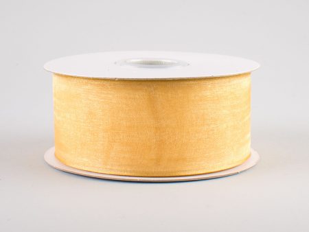 1.5  Sheer Wired Ribbon: Gold (25 Yards) For Cheap