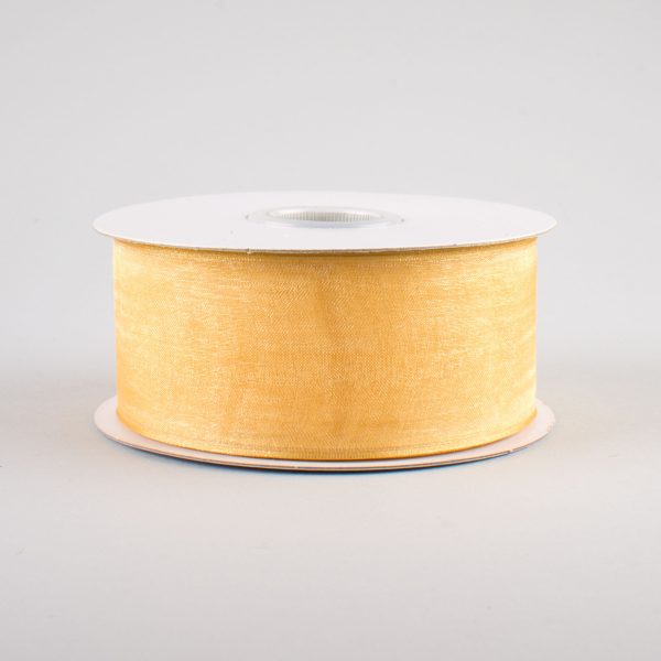 1.5  Sheer Wired Ribbon: Gold (25 Yards) For Cheap