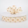 1.5  Polka Dots Ribbon: Natural & Metallic Gold (50 Yards) Online now