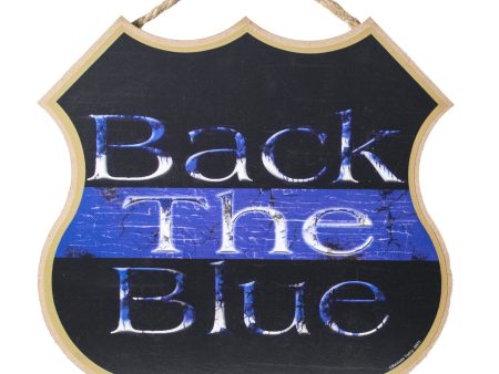 10  Shield Shape Wooden Sign: Back The Blue Discount