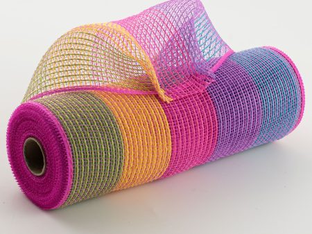 10  Wide Stripe Fabric Mesh: Hot Pink, Green, Yellow, Lavender, Turquoise Online Hot Sale