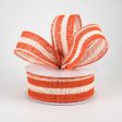 1.5  Ivory Striped Burlap Ribbon: Orange (10 Yards) Online now