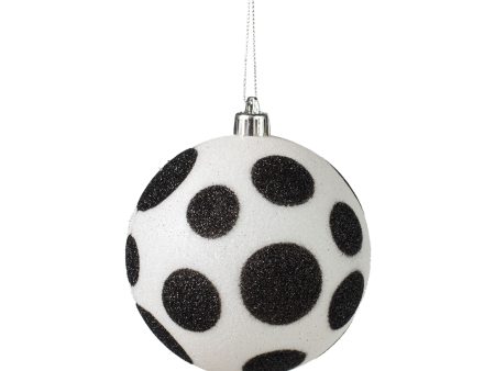 100MM Glitter Dot Ball Ornament: Black & White For Sale