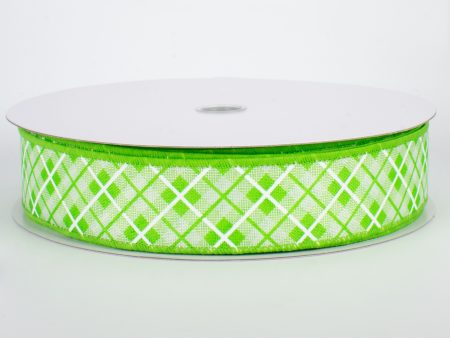 1.5  Argyle Plaid Ribbon: Lime (50 Yards) For Cheap