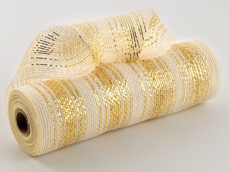 10  Burlap Deco Mesh: Cotton & Metallic Gold Ombré Cheap