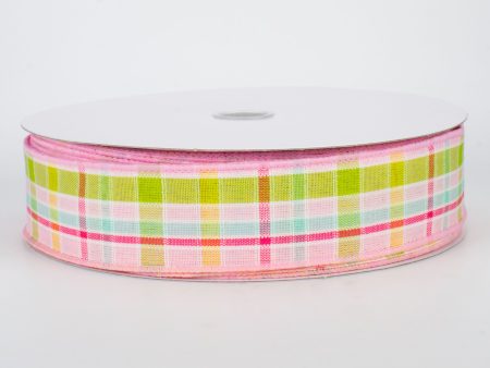 1.5  Spring Plaid Ribbon: Pastels (50 Yards) For Sale