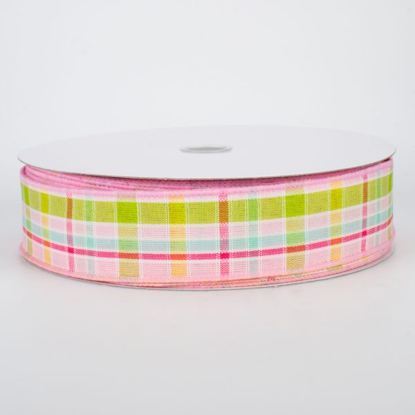 1.5  Spring Plaid Ribbon: Pastels (50 Yards) For Sale