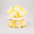 1.5  Faux Dupioni Silk Bold Stripe Ribbon: White & Yellow (10 Yards) Online Hot Sale