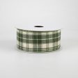 1.5  Homespun Plaid Ribbon: Moss & Cream (10 Yards) Online Sale