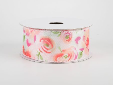 1.5  Watercolor Roses Ribbon: Blush (10 Yards) Online now