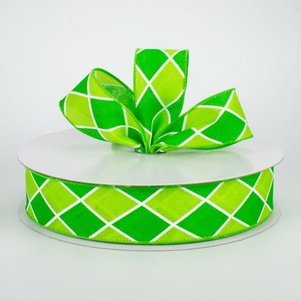 1.5  Harlequin Diamond Ribbon: Emerald & Lime (50 Yards) Online now