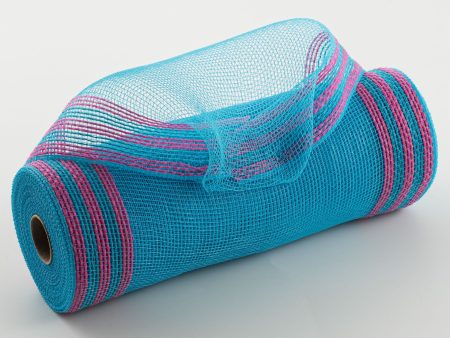 10  Border Stripe Mesh: Turquoise & Hot Pink Supply