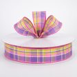 1.5  Stitched Spring Plaid Ribbon: Pink & Lavender (50 Yards) For Cheap