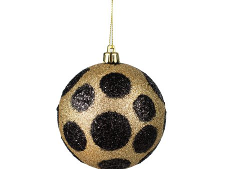 100MM Glitter Dot Ball Ornament: Black & Gold Supply