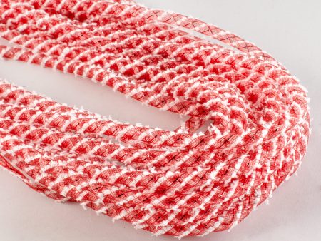 Snowdrift Deco Flex Tubing Ribbon: Red & White (20 Yards) For Sale