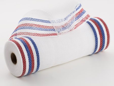 10  Border Stripe Mesh: White, Red, Blue Hot on Sale