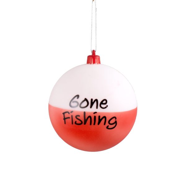 100MM Bobber Ball Ornament: Red & White Hot on Sale