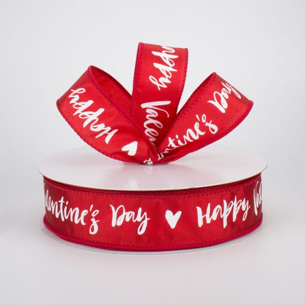 1.5  Happy Valentine s Day Ribbon: Red (50 Yards) Online Sale