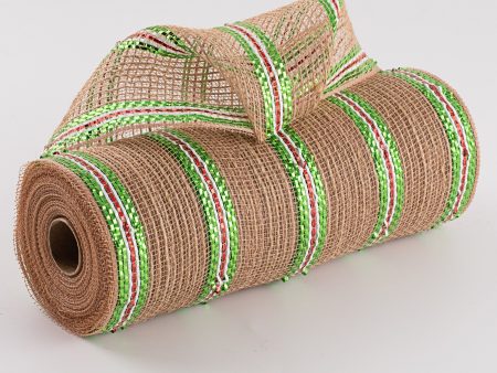 10  Poly Jute Deco Mesh: Lime Foil Christmas Cheap