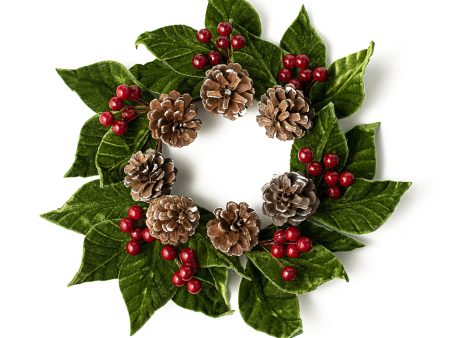 10  Velvet American Holly & Pinecone Wreath Hot on Sale