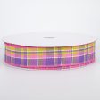 1.5  Stitched Spring Plaid Ribbon: Pink & Lavender (50 Yards) For Cheap