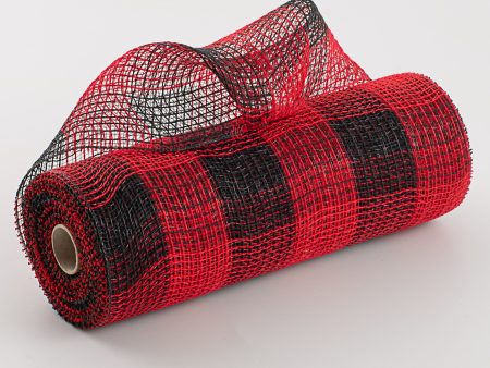 10  Fabric Mesh: Black & Red Plaid For Cheap