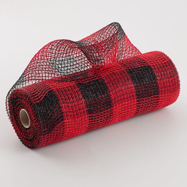 10  Fabric Mesh: Black & Red Plaid For Cheap