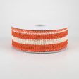 1.5  Ivory Striped Burlap Ribbon: Orange (10 Yards) Online now