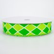 1.5  Harlequin Diamond Ribbon: Emerald & Lime (50 Yards) Online now